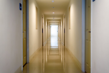  hallway in apartment , door rooms in dorm