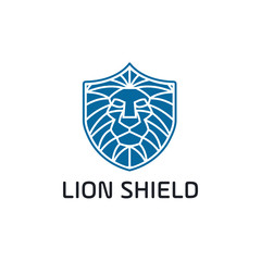Aufkleber - Lion head shield logo template design. Vector illustration. - Vector