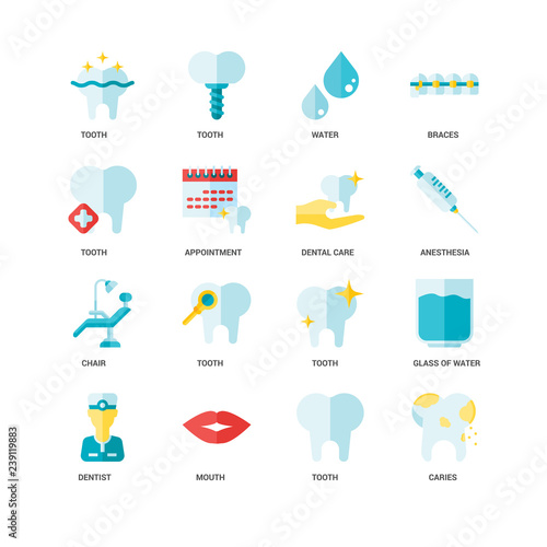 Simple Set Of 16 Vector Icon Contains Such Icons As Caries