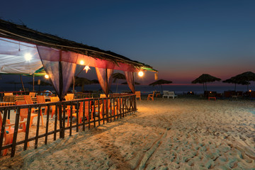 Canvas Print - Night party on the beach cafe in GOA, India