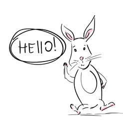 Wall Mural - Hare. Cool rabbit with talk bubble and hand drawn speech