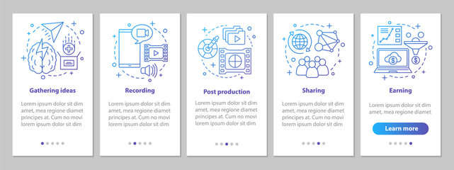 Wall Mural - vlogging onboarding mobile app page screen with linear concepts