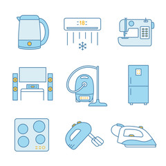 Sticker - Household appliance color icons set