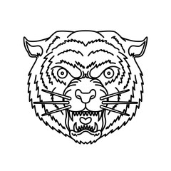 Wall Mural - Tiger head in line style. For logo, label, sign, banner, t shirt, poster.