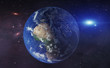 Erde mit Milchstrasse im Universum - Supernova / Sonnensystem mit Planet  Weltall