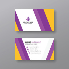 Wall Mural - Modern yellow and purple business card design template