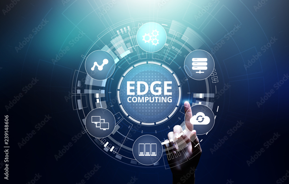 Edge computing modern IT technology on virtual screen concept - obrazy, fototapety, plakaty 
