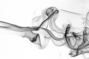 Black smoke on white background. fire design