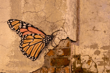 Sticker - butterfly on grunge background