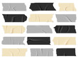 © YummyBuum - Scotch tape. Transparent adhesive tapes, sticky pieces. Isolated vector set