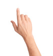 canvas print picture - Man pointing at something on white background, closeup of hand