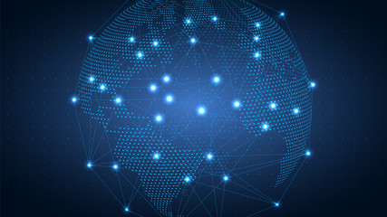 Wall Mural - the background, the future has come. abstract planet earth. internet, social networks. 21 century. d