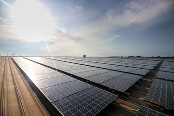 solar panels and sky sunset background