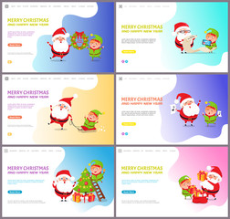  Merry Christmas Santa Claus and Elf Winter Holiday