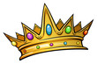 © Sergj - Golden crown mascot with colorful gem stones. Vector illustration isolated on white background. Good for logos, icons, posters, stickers.