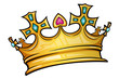 © Sergj - Golden crown mascot with colorful gem stones. Vector illustration isolated on white background. Good for logos, icons, posters, stickers.
