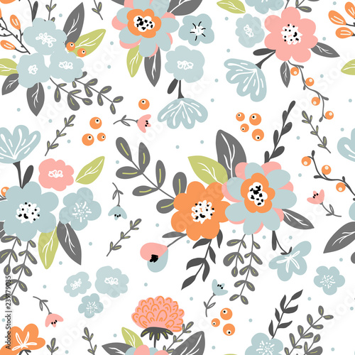 Trendy colorful seamless floral pattern
