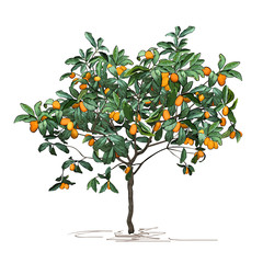 Wall Mural - Tree a kumquat (Fortunella Swingle L.) with mature fruits