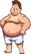 Happy Fat Man In Underwear. Vector Clip Art Illustration With Simple Gradients. All In A Single Layer.