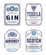 © Vlad Klok - Alcoholic drinks vintage thin line labels and packaging design templates. Gin, tequila, whiskey and scotch labels. Distilling business branding and identity design elements.