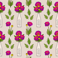 Wall Mural - Poppy seamless pattern.