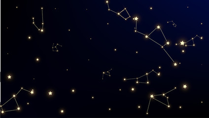 Wall Mural - constellation map. astronomical print. night galaxy pattern. magic cosmic sky with many stars. vecto