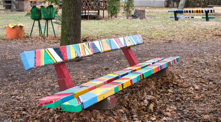 Colorful bench in the park