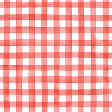 Watercolor Gingham Check, Hand Painted Seamless Vector Pattern 