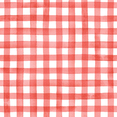 watercolor gingham check, hand painted seamless vector pattern 