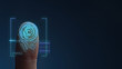Finger Print Biometric Scanning Identification System. Copy Space