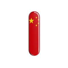 China flag letter L - Lowercase 3d chinese font - China, Beijing or Asia concept