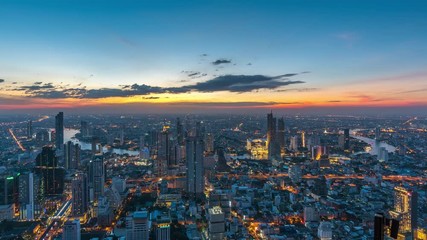 Fototapete - Time lapse of Bangkok cityscape at night.
