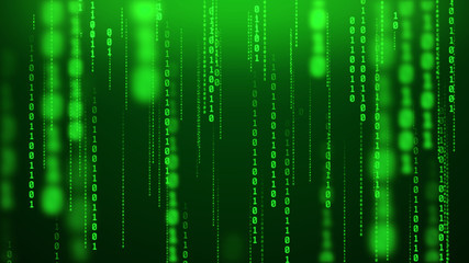 glowing binary rain computer inside matrix numeric blur background