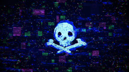 Wall Mural - skull shape with grain and glitching noise