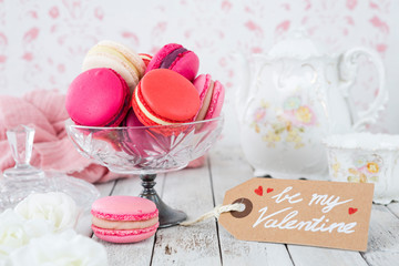 Wall Mural - Pink macarons for Valentine's Day