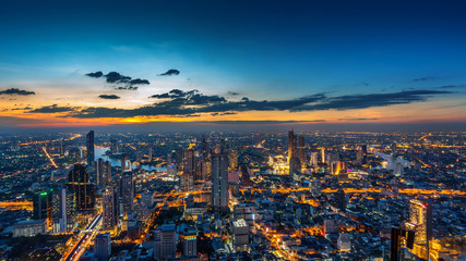 Fototapete - Aerial view of Bangkok cityscape, Thailand