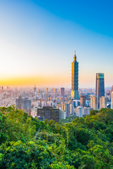 Beautiful landscape and cityscape of taipei 101 building and architecture in the city