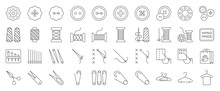 Sewing And Handcraft Elements Icon. Editable Line Design