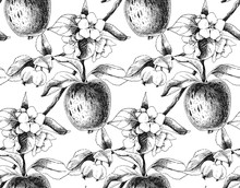 Seamless Pattern With Apple Branches