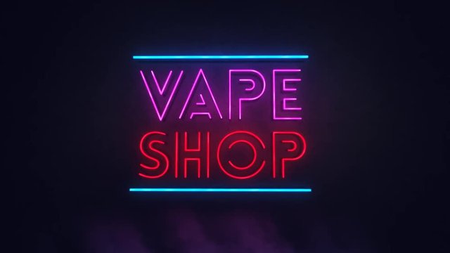 Wall Mural -  - Vape Shop xxx neon sign lights logo text glowing multicolor in Night Club Bar Blinking Neon Sign Style. Motion Animation. Video available in HD render footage