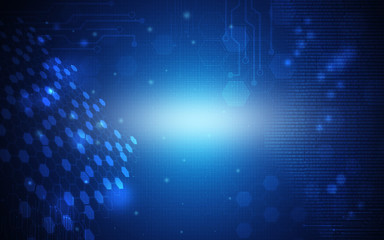 Wall Mural - blue technology background and abstract digital tech circle.copy space.