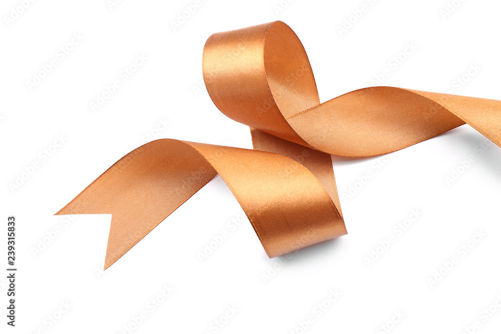 Beautiful golden ribbon on white background