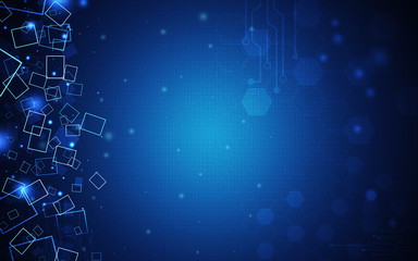 Wall Mural - blue technology background and abstract digital tech circle.copy space.