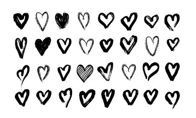 Hand drawn heart. Design elements for Valentine's day. Love big set of hearts