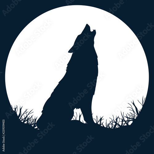 Silhouette Of Wolf Howling At The Full Moon Vector Illustration Buy This Stock Vector And Explore Similar Vectors At Adobe Stock Adobe Stock