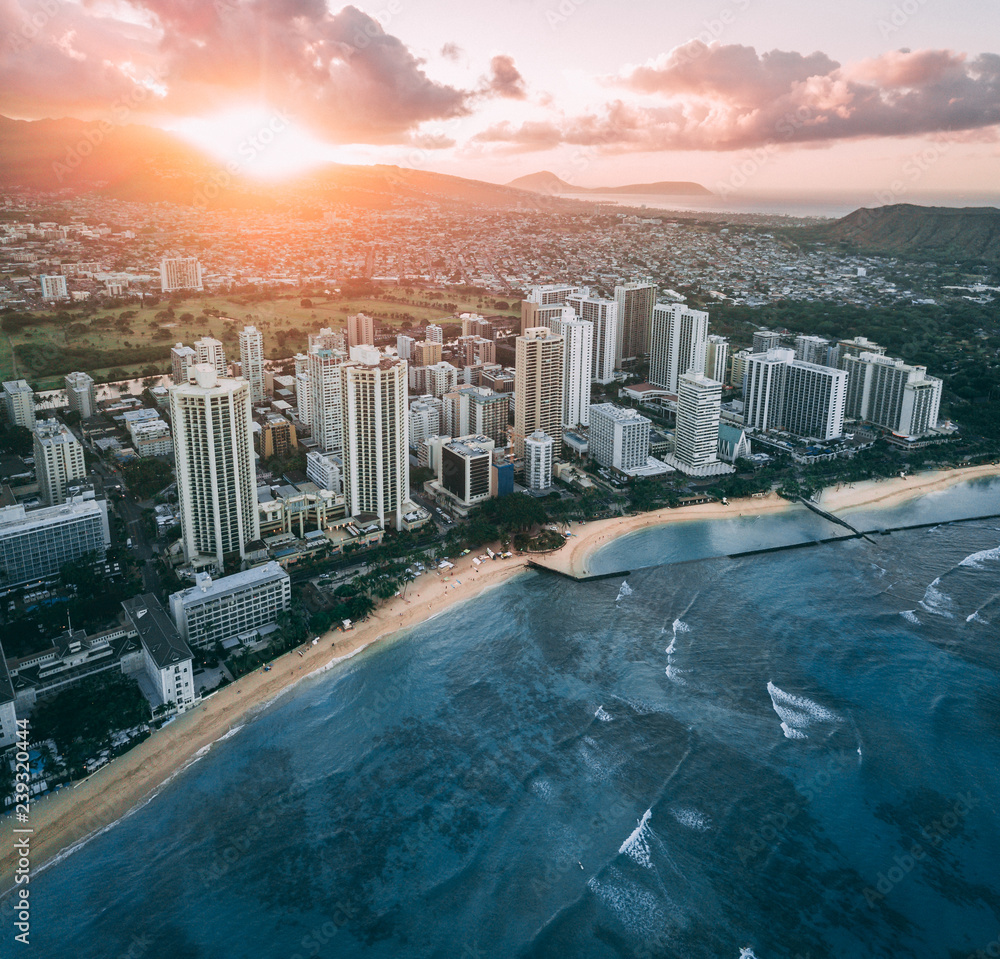 Honolulu Skyline Seafront Oahu Hawaii Stock Photo 143622016 | Shutterstock, image size:1000x959