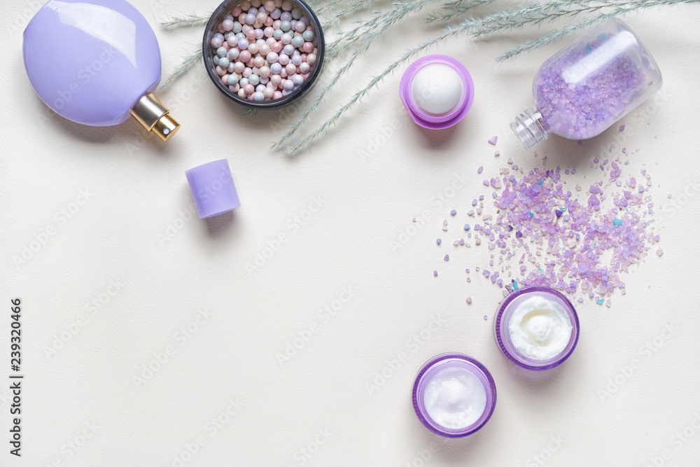 Set of cosmetics on white background