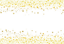 Stars Scatter Glitter Confetti Gold Frame Banner Galaxy Celebration Party Premuim Product Concept Abstract Background Texture Vector Illustration