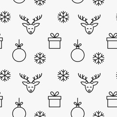 Wall Mural - christmas line symbols seamless pattern.