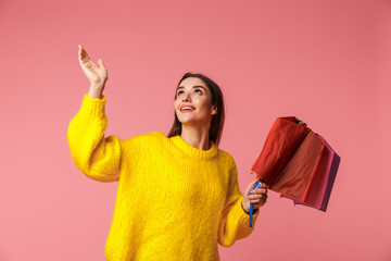 Sticker - Cheerful young woman wearing sweater